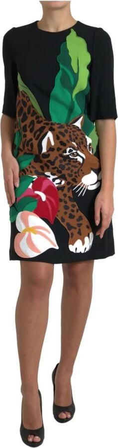 Dolce & Gabbana Zwarte Tiger Jungle Print Sheath Stretch Jurk Black Dames - Foto 5