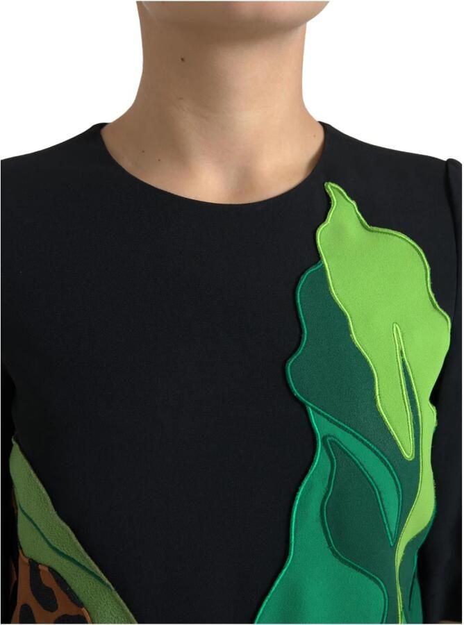 Dolce & Gabbana Zwarte Tiger Jungle Print Sheath Stretch Jurk Black Dames