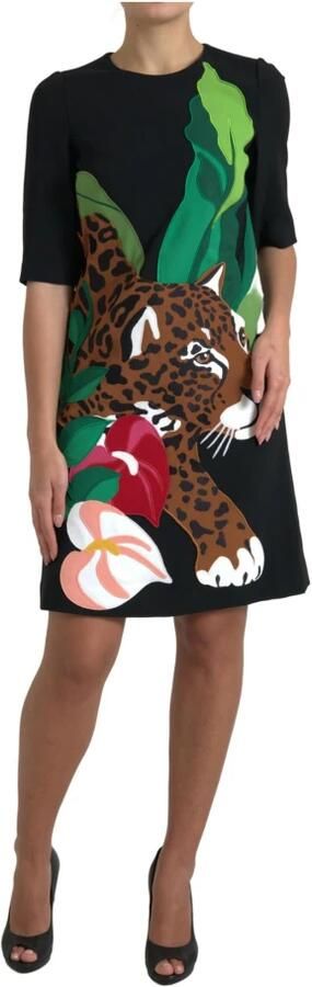 Dolce & Gabbana Zwarte Tiger Jungle Print Sheath Stretch Jurk Black Dames - Foto 3