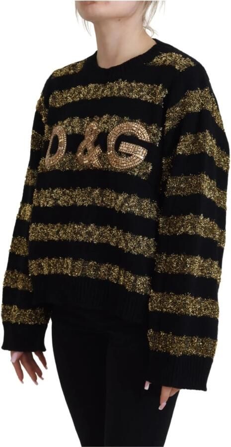 Dolce & Gabbana Gezellige en stijlvolle zwarte en gouden gebreide trui Black Dames - Foto 9