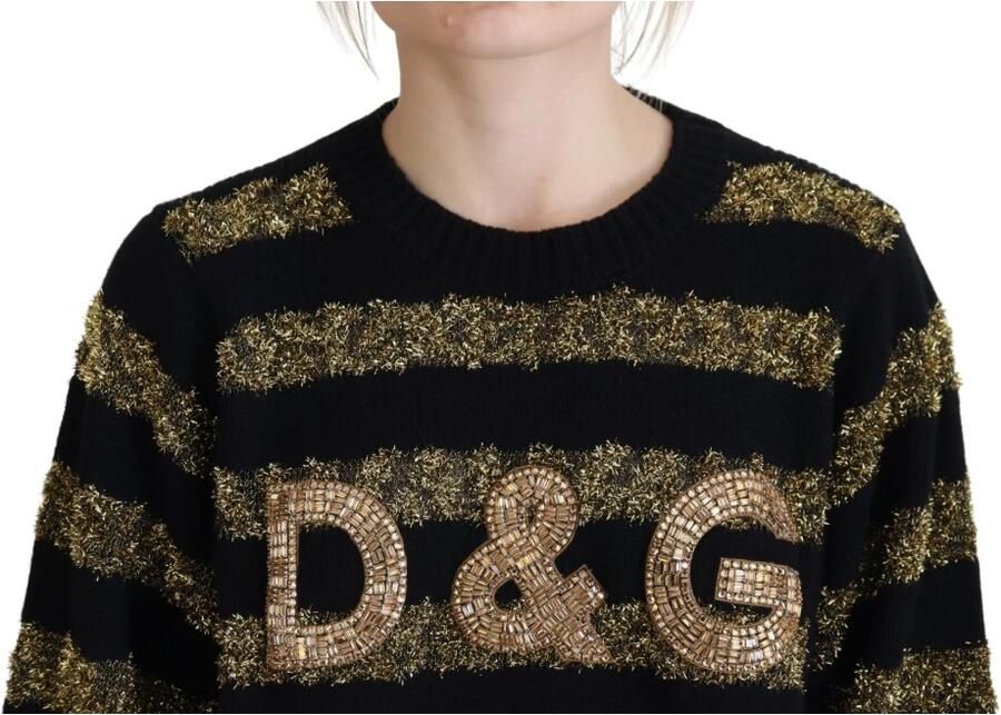 Dolce & Gabbana Gezellige en stijlvolle zwarte en gouden gebreide trui Black Dames - Foto 2
