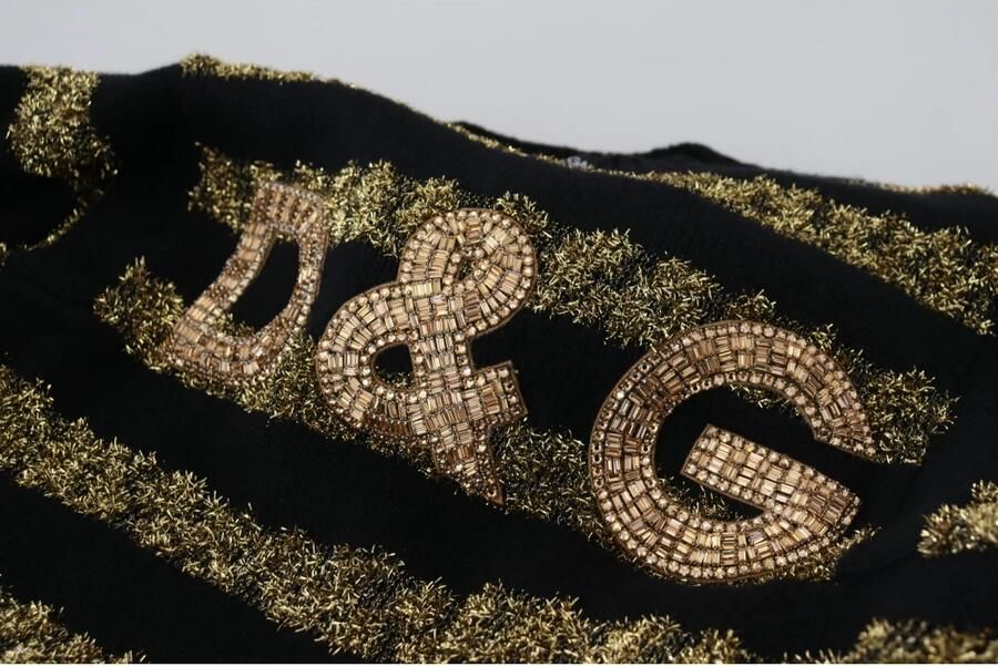 Dolce & Gabbana Gezellige en stijlvolle zwarte en gouden gebreide trui Black Dames - Foto 7
