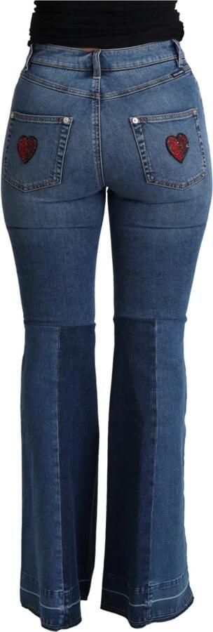 Dolce & Gabbana Blauwe Amore Patch Boot Cut Katoenen Stretch Broek Blue Dames - Foto 2