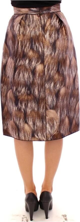Dolce & Gabbana Brown Floral Silk Straight Full Skirt Bruin Dames - Foto 4