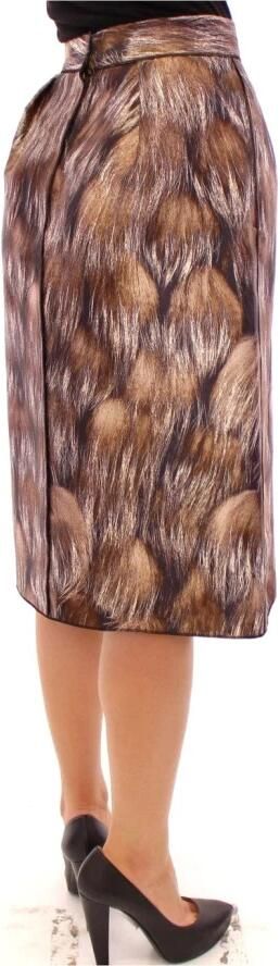 Dolce & Gabbana Brown Floral Silk Straight Full Skirt Bruin Dames - Foto 7