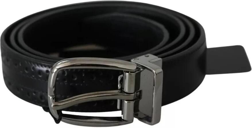 Dolce & Gabbana Zwart Leren Zilveren Metalen Gesp Klassieke Riem Black Unisex