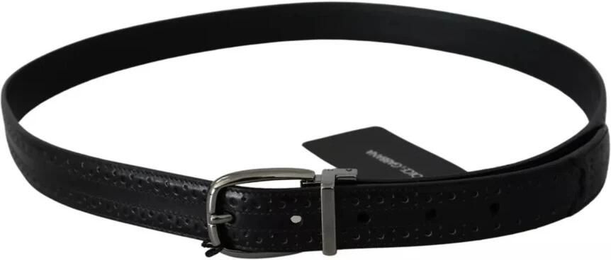 Dolce & Gabbana Zwart Leren Zilveren Metalen Gesp Klassieke Riem Black Unisex - Foto 2