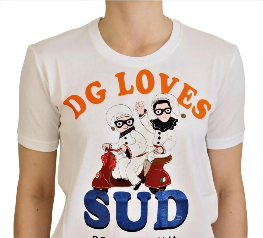 Dolce & Gabbana Wit katoenen DG Loves SUD T-shirt White Dames