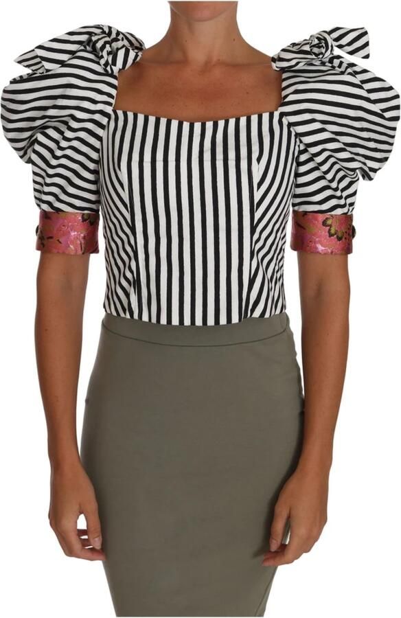 Dolce & Gabbana Kort Pofmouw Crop Top met Kristal Knoopversiering Meerkleurig Dames - Foto 5