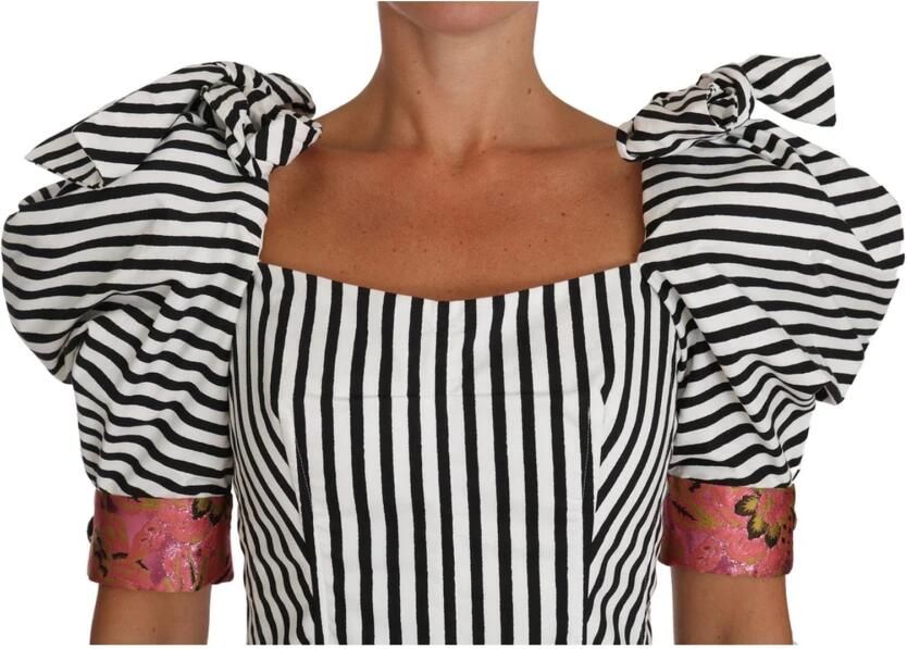 Dolce & Gabbana Kort Pofmouw Crop Top met Kristal Knoopversiering Meerkleurig Dames - Foto 3