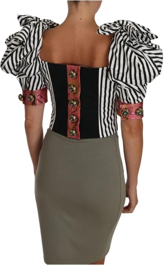 Dolce & Gabbana Kort Pofmouw Crop Top met Kristal Knoopversiering Meerkleurig Dames - Foto 2