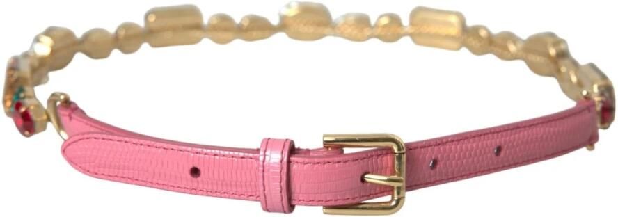 Dolce & Gabbana Kristal Ketting Leren Taille Riem Pink Dames - Foto 6