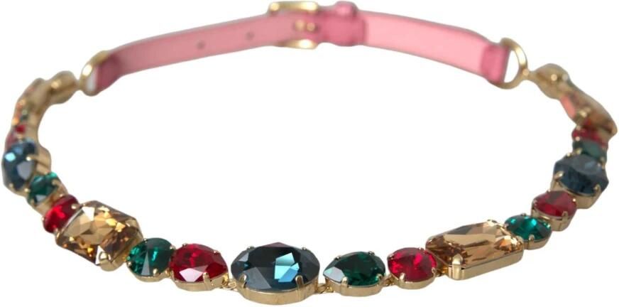 Dolce & Gabbana Kristal Ketting Leren Taille Riem Pink Dames - Foto 4