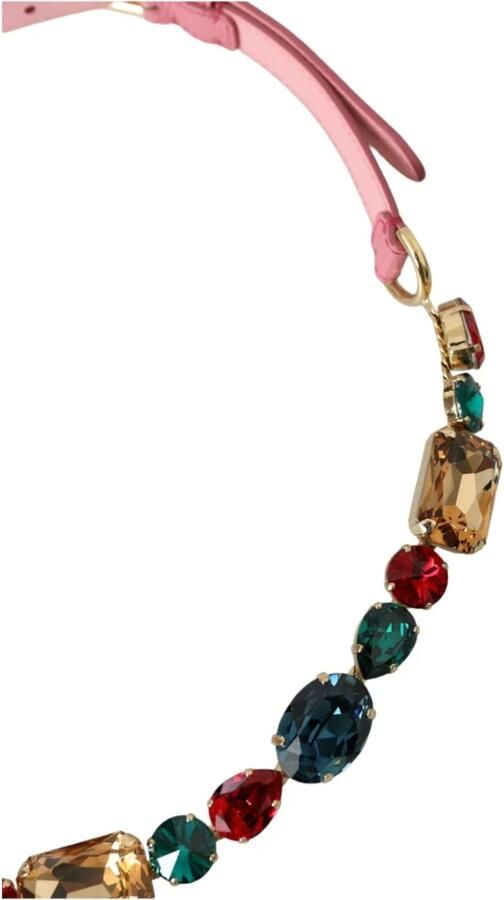 Dolce & Gabbana Kristal Ketting Leren Taille Riem Pink Dames - Foto 3