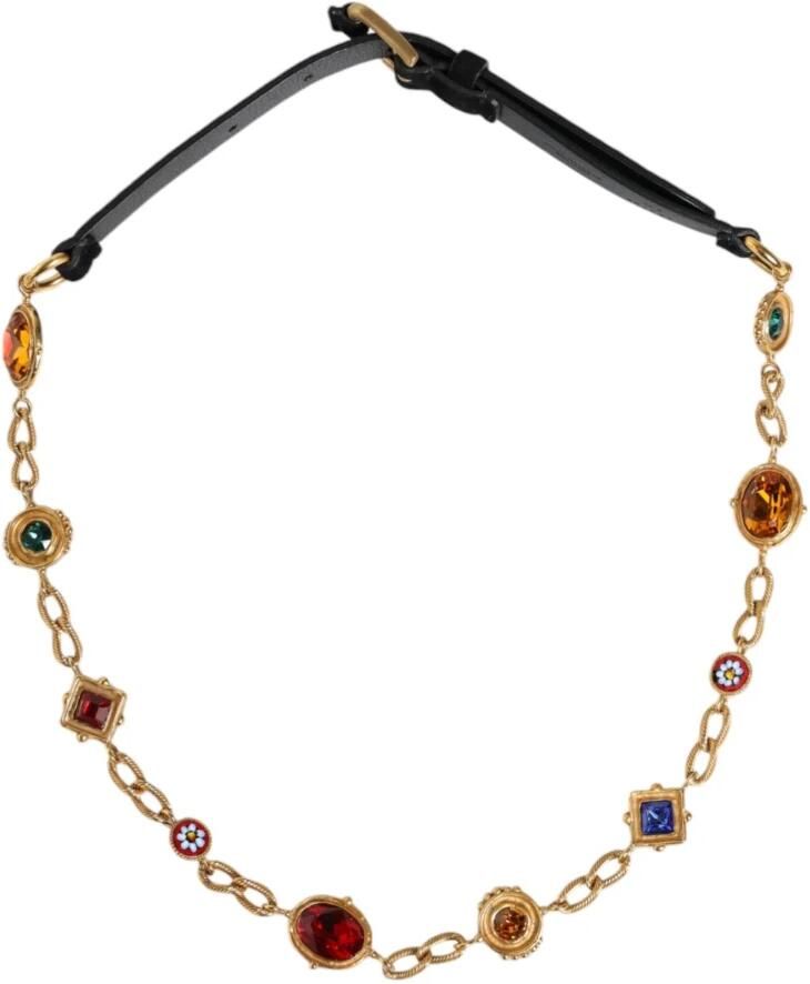 Dolce & Gabbana Kristal Ketting Leren Taille Riem Yellow Dames - Foto 5