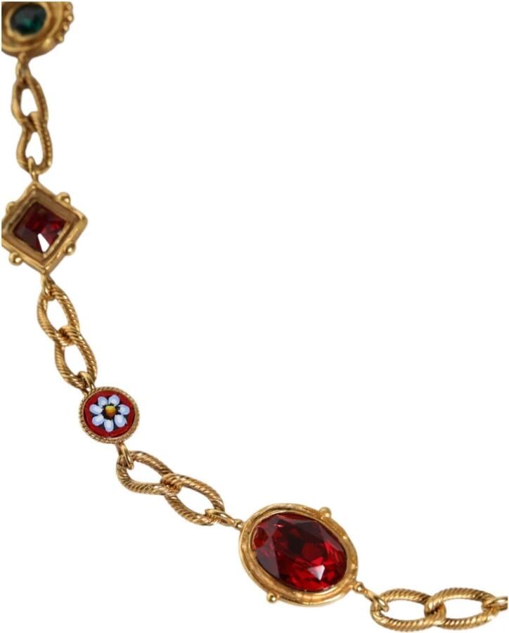 Dolce & Gabbana Kristal Ketting Leren Taille Riem Yellow Dames - Foto 2