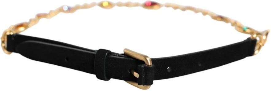 Dolce & Gabbana Kristal Ketting Leren Taille Riem Yellow Dames - Foto 4