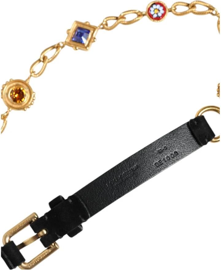 Dolce & Gabbana Kristal Ketting Leren Taille Riem Yellow Dames - Foto 3