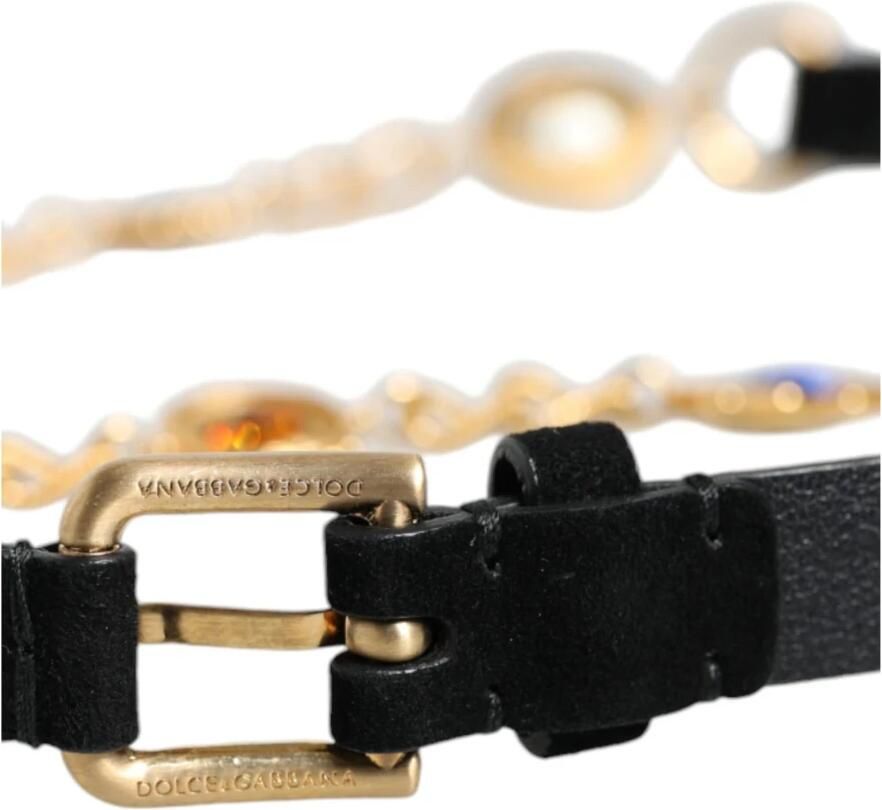 Dolce & Gabbana Kristal Ketting Leren Taille Riem Yellow Dames