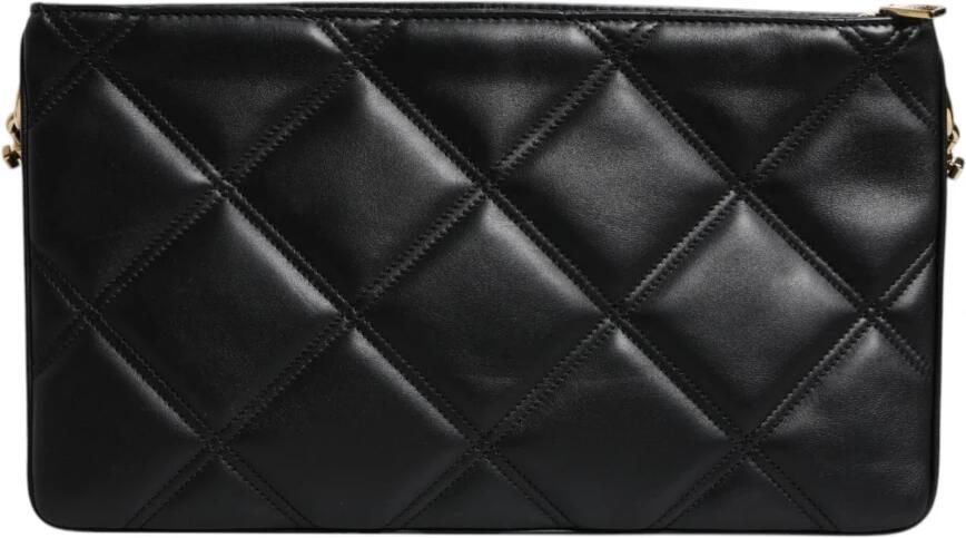 Dolce & Gabbana Kristal Logo Schoudertas Zwart Leer Black Dames - Foto 2