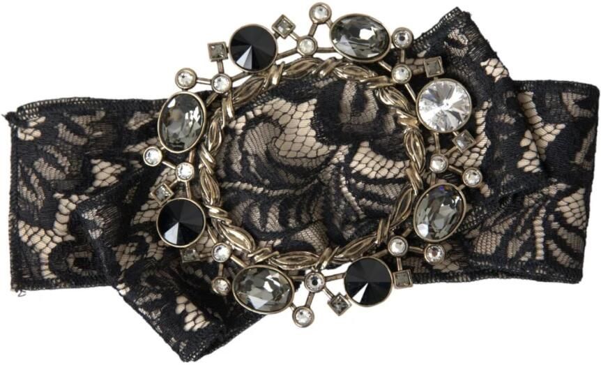 Dolce & Gabbana Kristal Versierde Handgemaakte Broche Haarspeld Black Dames - Foto 6