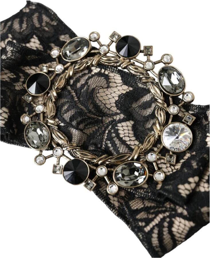 Dolce & Gabbana Kristal Versierde Handgemaakte Broche Haarspeld Black Dames - Foto 2