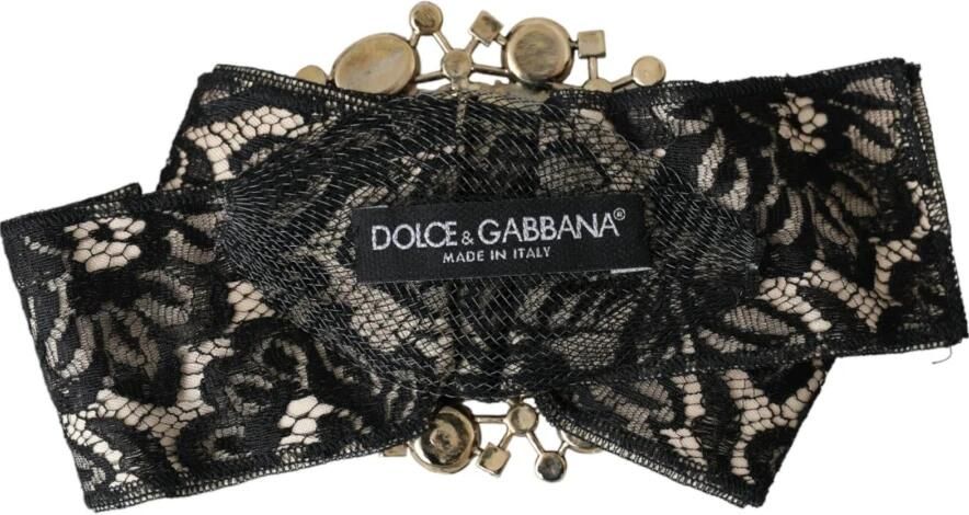Dolce & Gabbana Kristal Versierde Handgemaakte Broche Haarspeld Black Dames - Foto 4