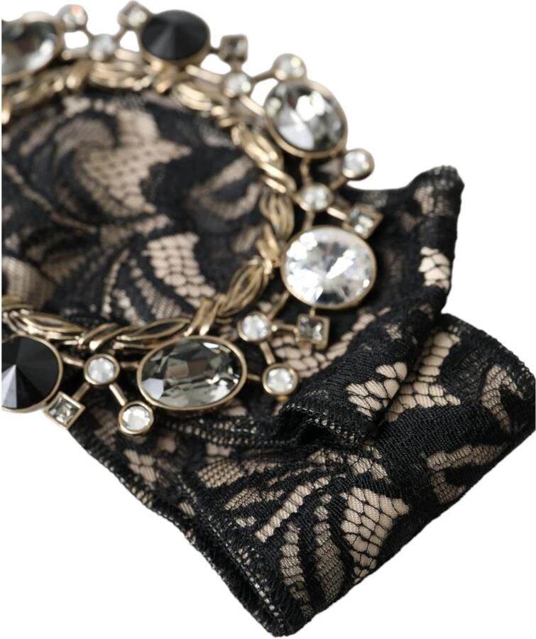 Dolce & Gabbana Kristal Versierde Handgemaakte Broche Haarspeld Black Dames