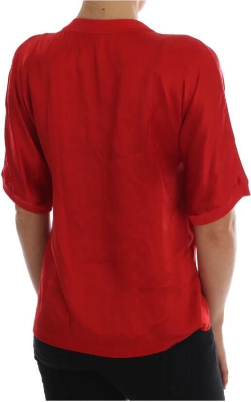 Dolce & Gabbana Rode Zijden Oranje Vaas Kristallen Top Orange Dames - Foto 5