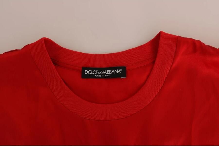 Dolce & Gabbana Rode Zijden Oranje Vaas Kristallen Top Orange Dames - Foto 4