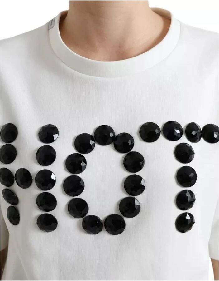 Dolce & Gabbana Kristalversierd T-shirt met Motief White Dames