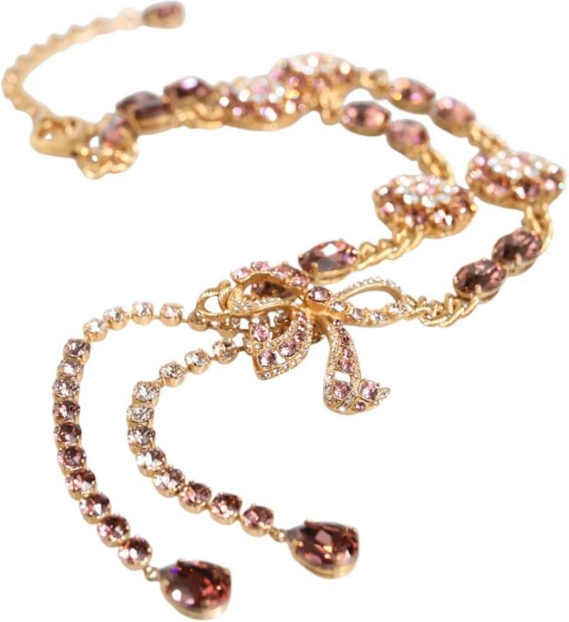 Dolce & Gabbana Kristalversierde Taille Ketting Riem Yellow Dames