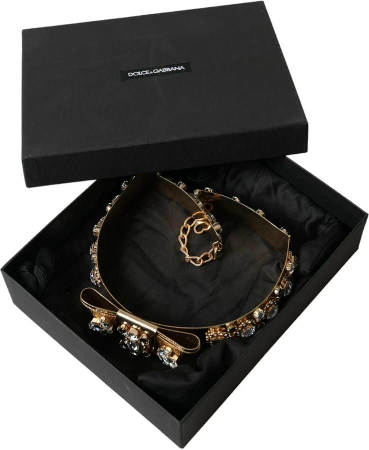 Dolce & Gabbana Kristalversierde Gouden Taille Riem Yellow Dames