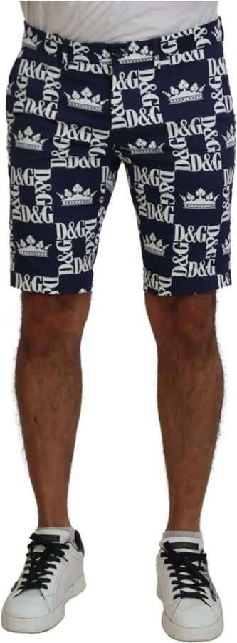 Dolce & Gabbana Blauwe Logo Print Chinos Shorts Blue Heren - Foto 6