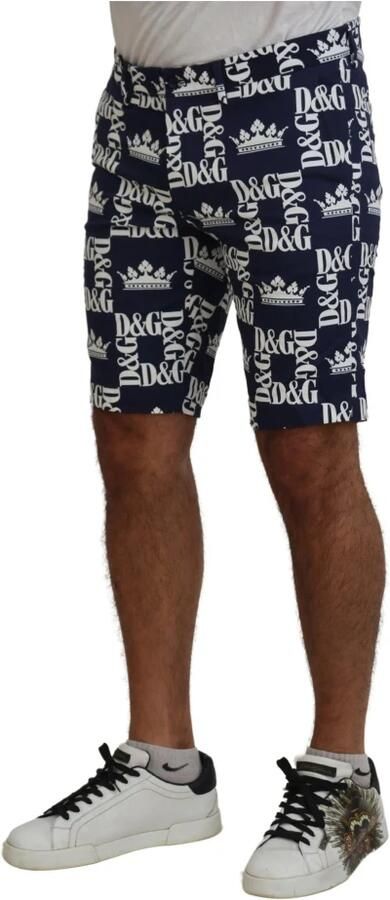Dolce & Gabbana Blauwe Logo Print Chinos Shorts Blue Heren - Foto 4