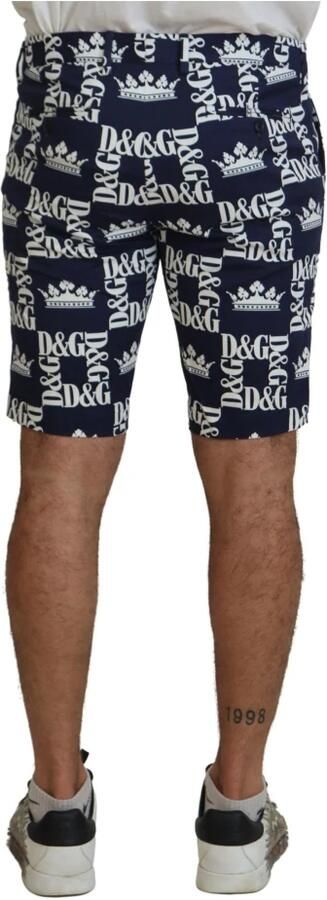 Dolce & Gabbana Blauwe Logo Print Chinos Shorts Blue Heren - Foto 5