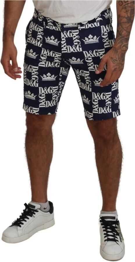 Dolce & Gabbana Blauwe Logo Print Chinos Shorts Blue Heren - Foto 3
