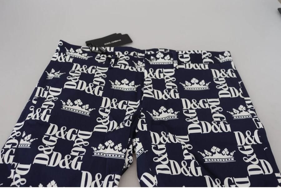 Dolce & Gabbana Blauwe Logo Print Chinos Shorts Blue Heren