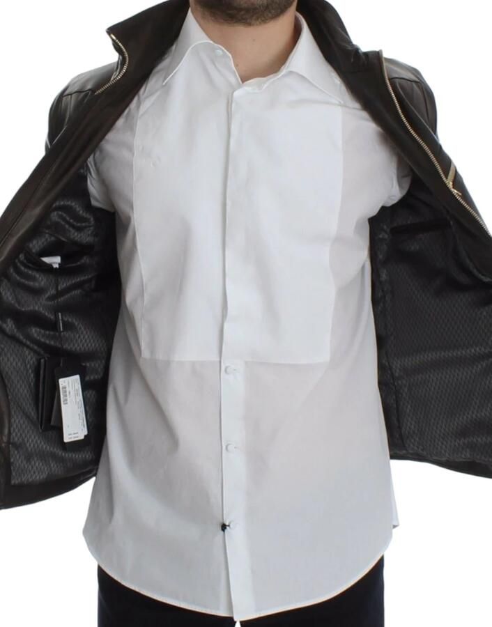 Dolce & Gabbana Prachtige Bruine Leren Jas met Gouden Metalen Details Brown Heren - Foto 3