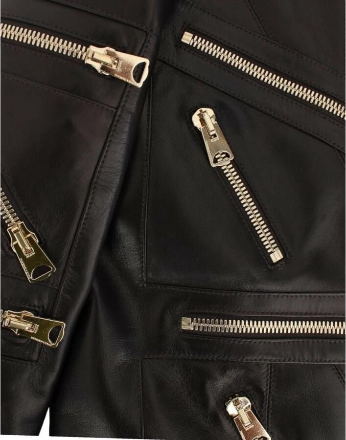 Dolce & Gabbana Prachtige Bruine Leren Jas met Gouden Metalen Details Brown Heren - Foto 2