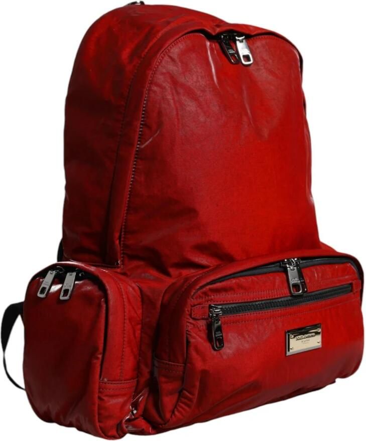 Dolce & Gabbana Leopard Logo Plaque Rugzak Rood Red Heren