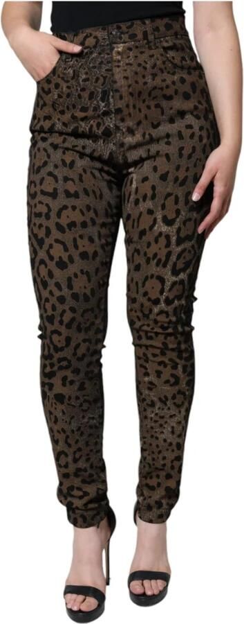 Dolce & Gabbana Leopard Print Skinny Denim Jeans Multicolor Dames - Foto 5
