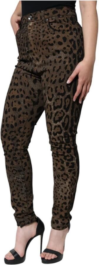 Dolce & Gabbana Leopard Print Skinny Denim Jeans Multicolor Dames - Foto 4