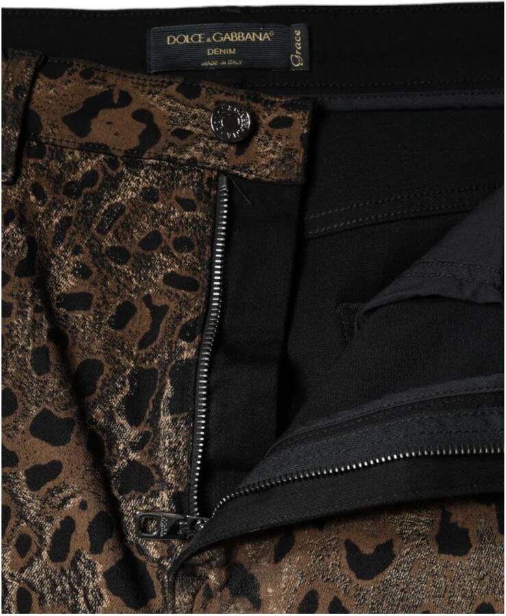 Dolce & Gabbana Leopard Print Skinny Denim Jeans Multicolor Dames