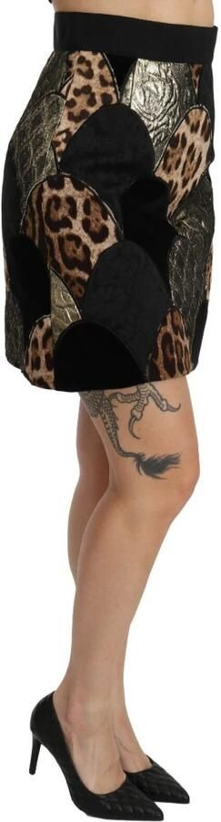 Dolce & Gabbana Multicolor Leopard Print High Waist Mini Skirt Zwart Dames - Foto 3