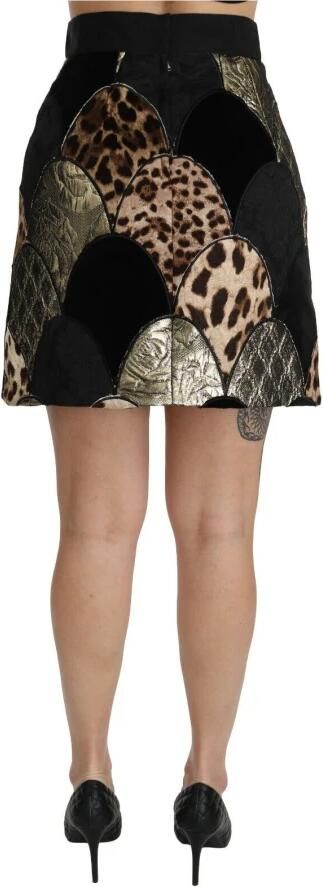 Dolce & Gabbana Multicolor Leopard Print High Waist Mini Skirt Zwart Dames