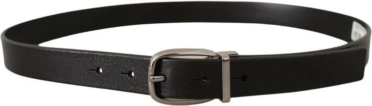 Dolce & Gabbana Leren Metalen Logo Riem Zwart Black Heren - Foto 2