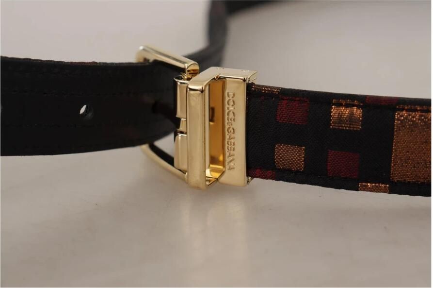 Dolce & Gabbana Multicolor Leren Jacquard Riem met Gouden Metalen Gesp Multicolor Dames