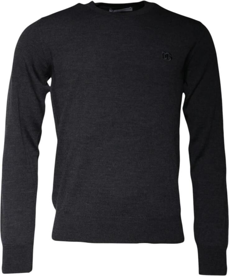 Dolce & Gabbana Logo Geborduurde Wollen Pullover Trui Gray Heren - Foto 5
