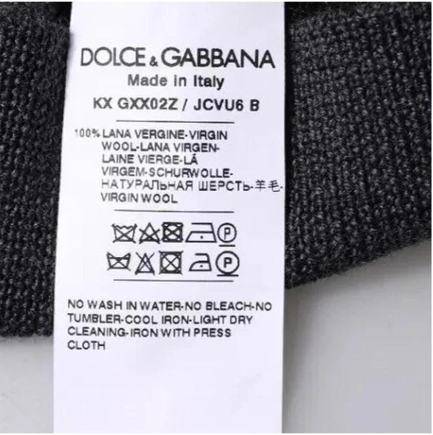 Dolce & Gabbana Logo Geborduurde Wollen Pullover Trui Gray Heren
